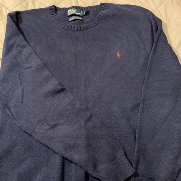 Polo Ralph Lauren Navy Cotton Crewneck Sweater Excellent Preowned Condition SzXL - Picture 2 of 3